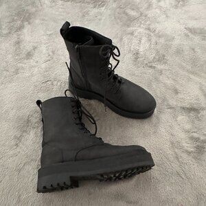 Thursday Everyday Boots Lace Up Combat Women's 6 Matte Black Leather